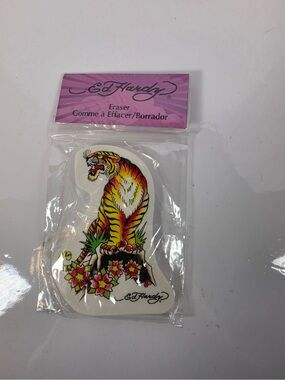 NOS Rare ED HARDY 2013 International Greetings 4" PENCIL ERASER Flowers TIGER